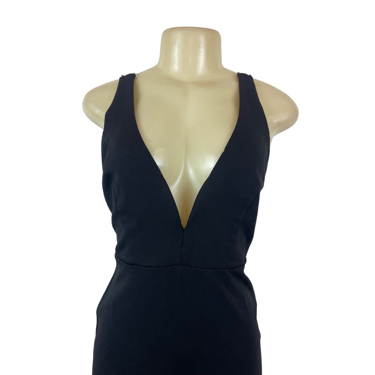 Black Plunge V-Neck Sleeveless Bodycon Mini Dress Lulus Size L
