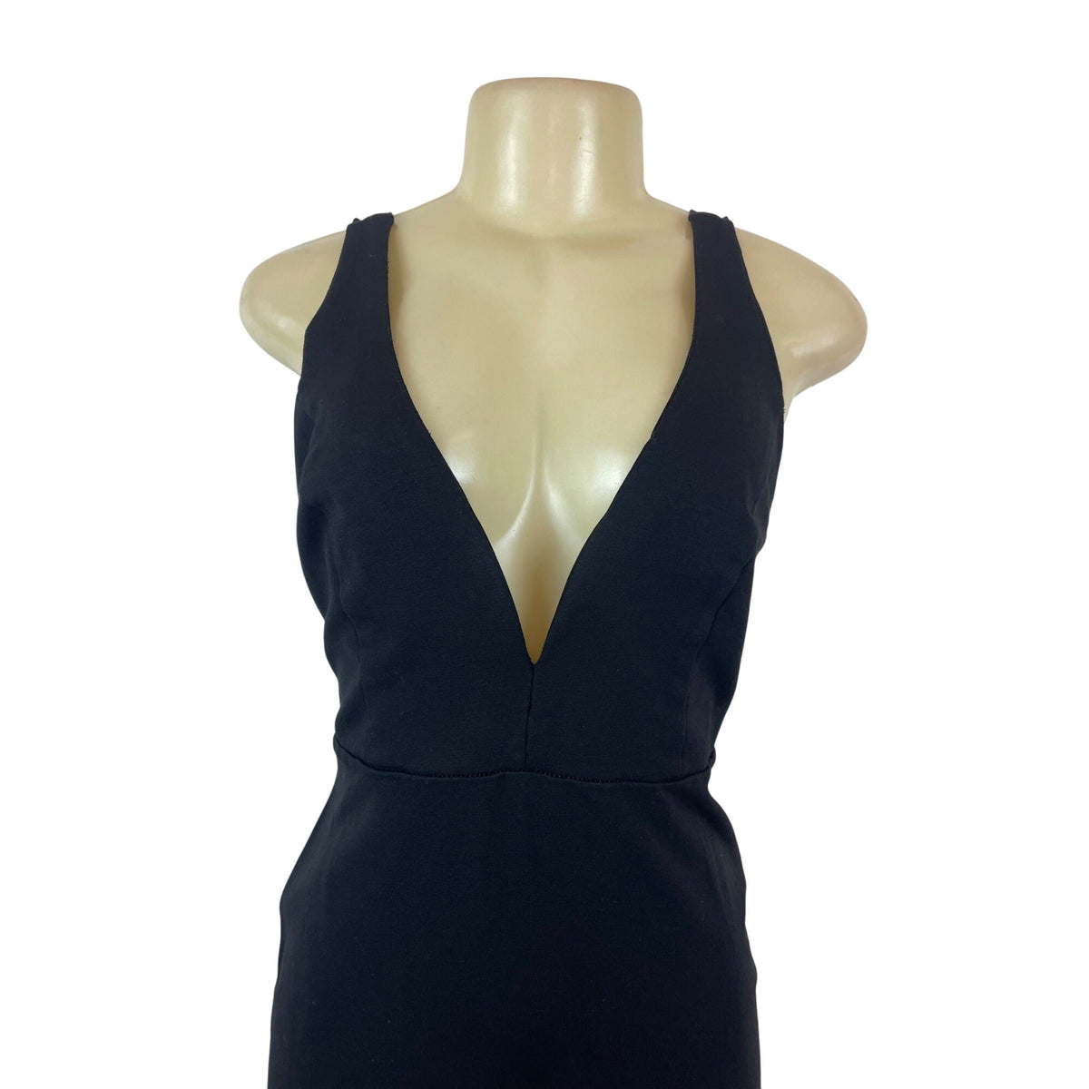 Black Plunge V-Neck Sleeveless Bodycon Mini Dress Lulus Size L