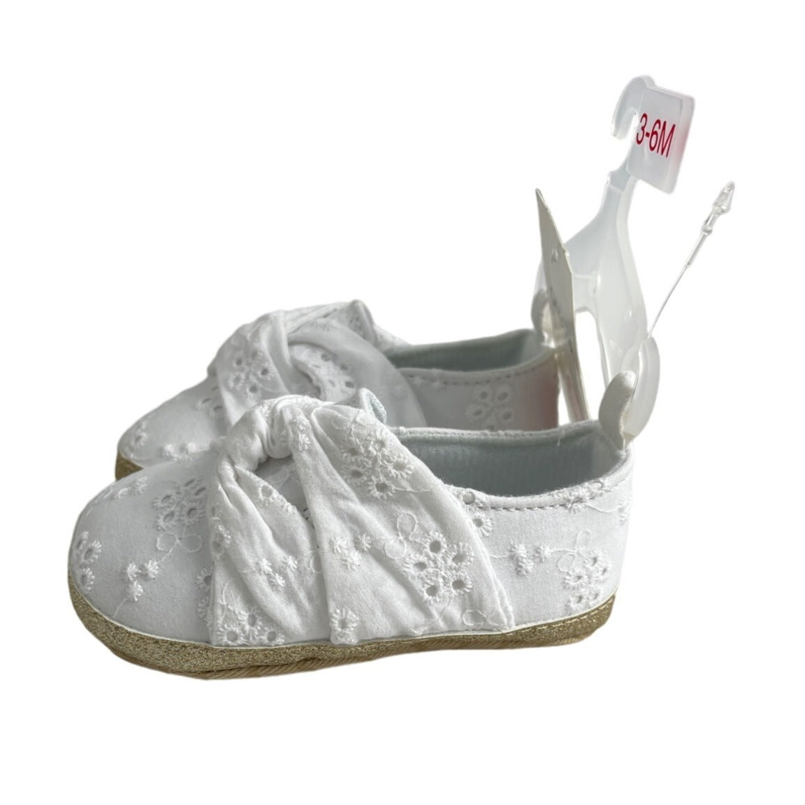 Cat And Jack Toddler Girl's White Tailored Flowers Shoes Sz 3-6M
