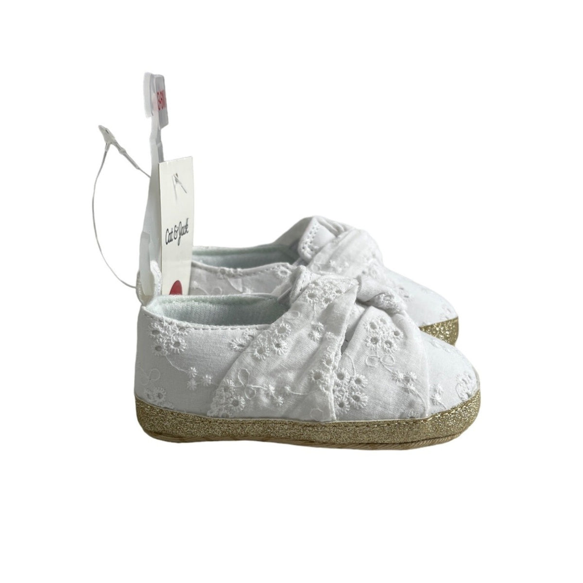 Cat And Jack Toddler Girl's White Tailored Flowers Shoes Sz 3-6M