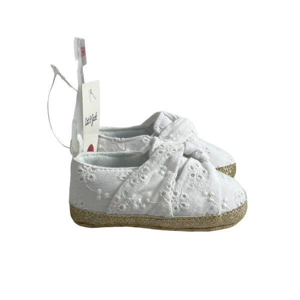 Cat And Jack Toddler Girl's White Tailored Flowers Shoes Sz 3-6M