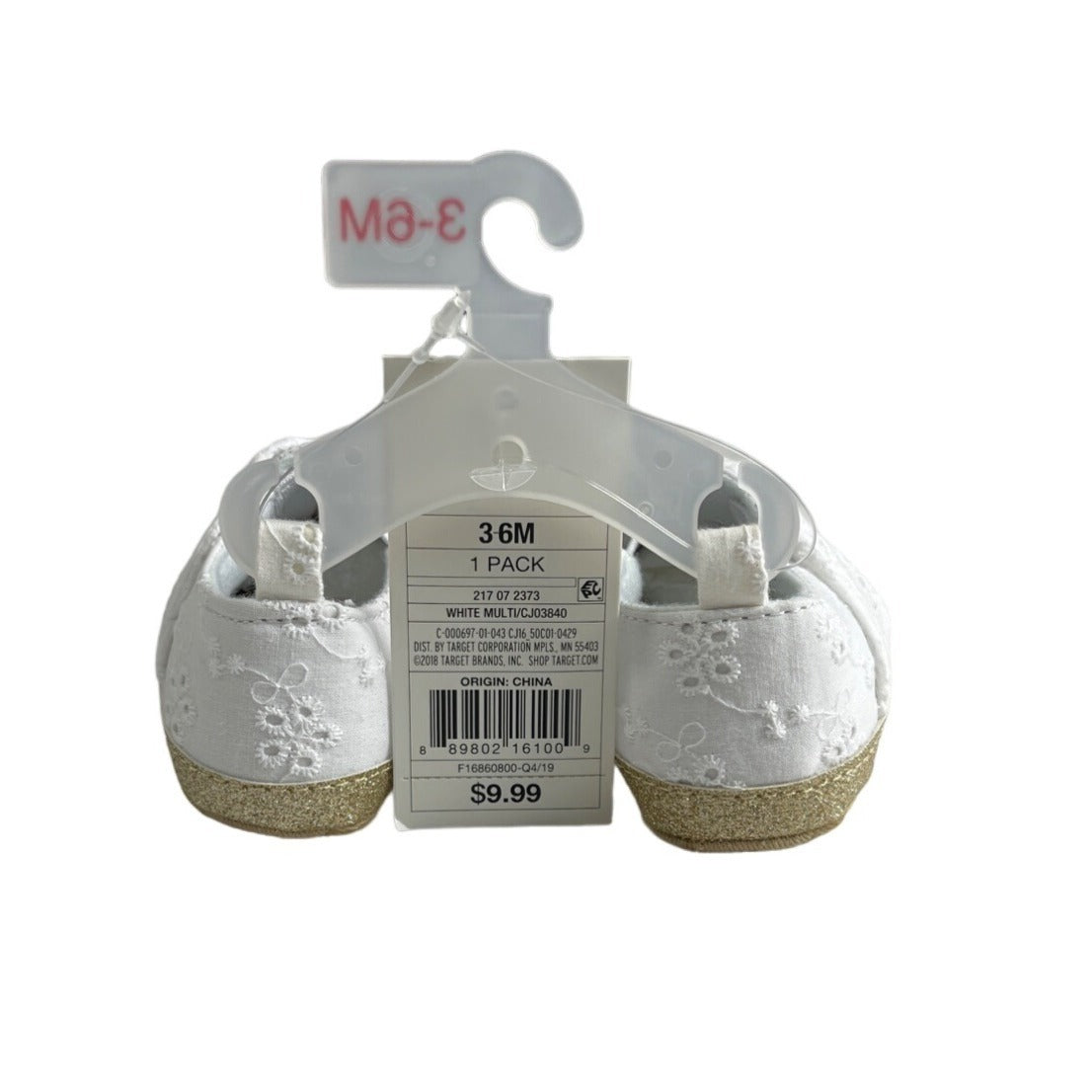 Cat And Jack Toddler Girl's White Tailored Flowers Shoes Sz 3-6M