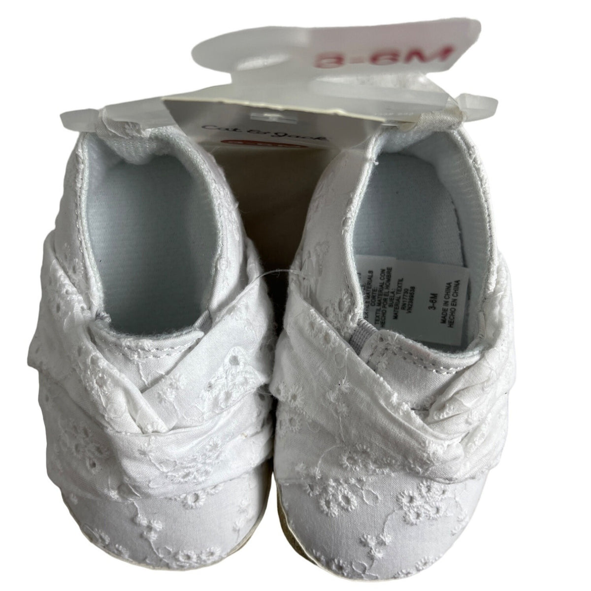 Cat And Jack Toddler Girl's White Tailored Flowers Shoes Sz 3-6M