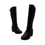 Dr. Scholl’s Black Leather/Fabric  Buckle Detail Knee-High Prairie Boots Sz 10M