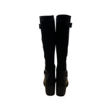 Dr. Scholl’s Black Leather/Fabric Buckle Detail Knee-High Prairie Boots Sz 10M