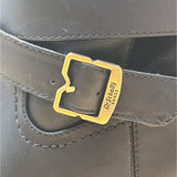 Dr. Scholl’s Black Leather/Fabric Buckle Detail Knee-High Prairie Boots Sz 10M