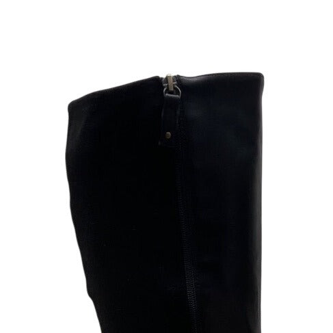 Dr. Scholl’s Black Leather/Fabric  Buckle Detail Knee-High Prairie Boots Sz 10M