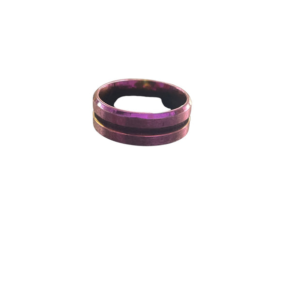 Titanium Unisex Purple Tone Polished Ring Grooved Design Band Size Unknown