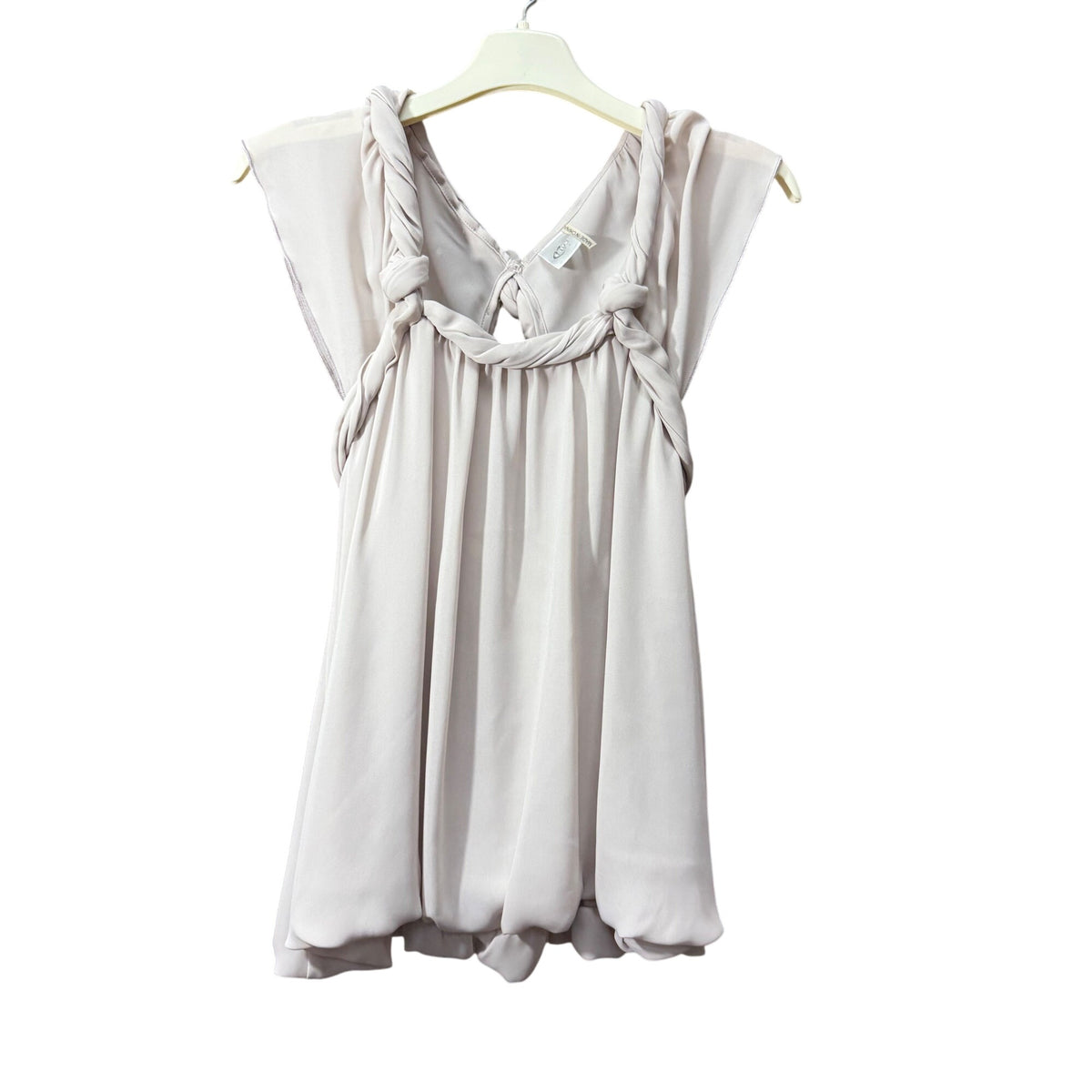 Clue Womens Ivory Sleeveless Knotted Back Flowy Blouse S
