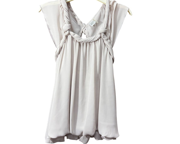 Clue Womens Ivory Sleeveless Knotted Back Flowy Blouse S