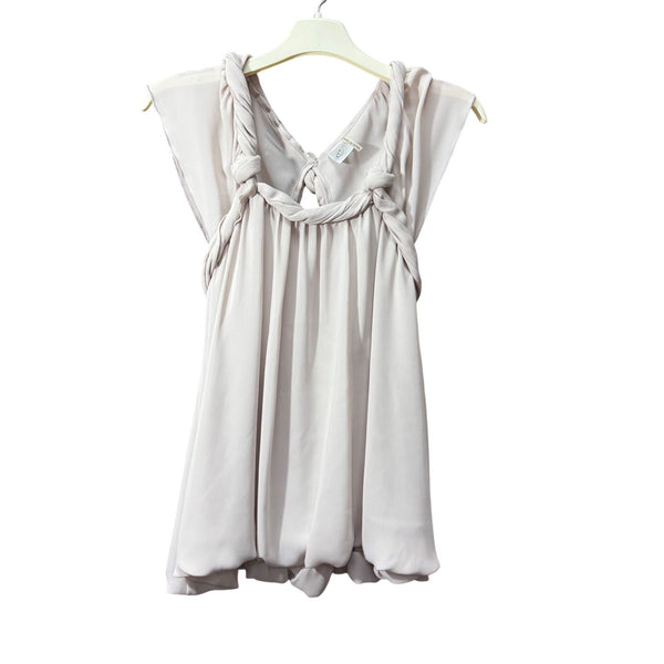 Clue Womens Ivory Sleeveless Knotted Back Flowy Blouse S