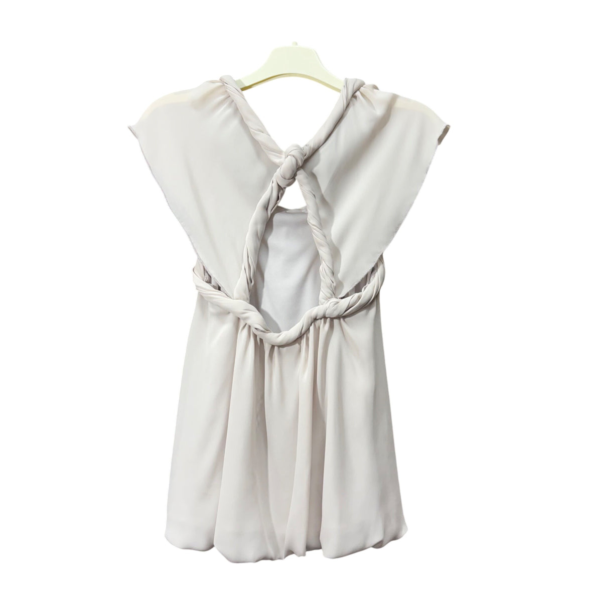 Clue Womens Ivory Sleeveless Knotted Back Flowy Blouse S