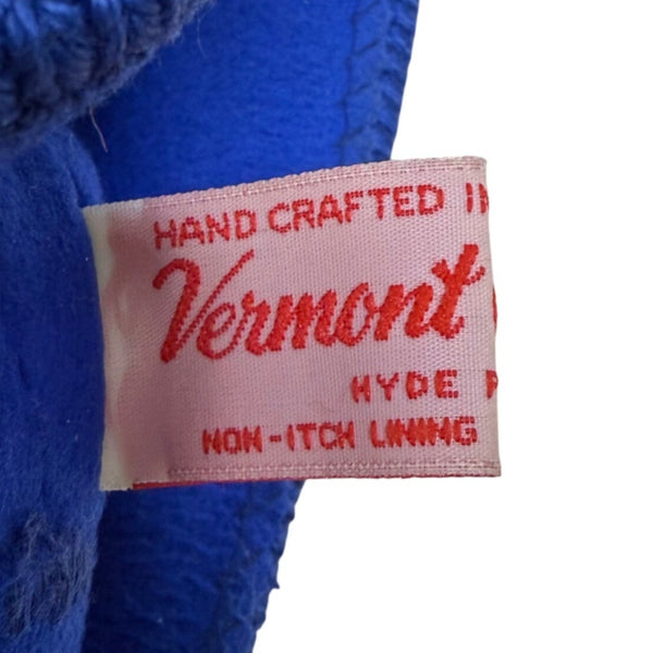 Vermont Originals Blue Wool Patterned Knit Beanie Hand Crafted USA Fleece Lined