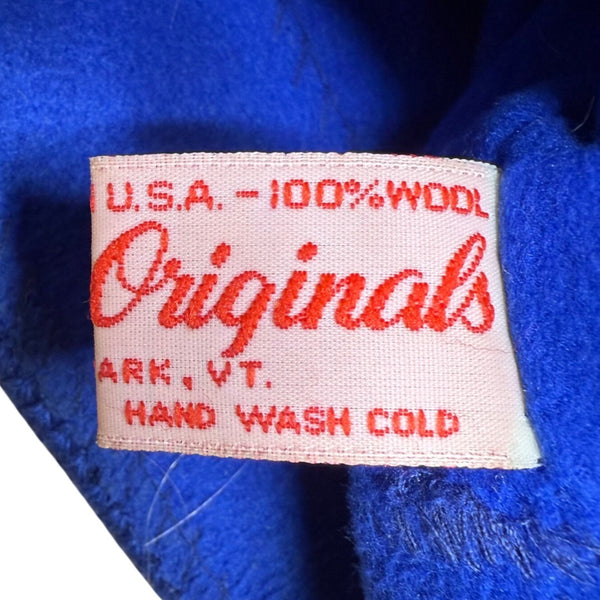 Vermont Originals Blue Wool Patterned Knit Beanie Hand Crafted USA Fleece Lined