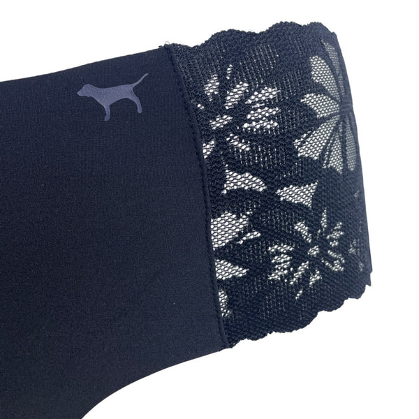 Pink Lace-Trim Cheekster Black Womens Underwear Size M- NEW