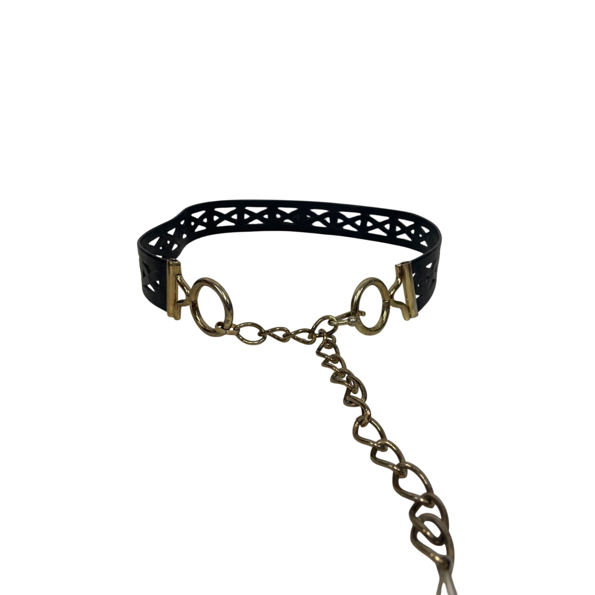 Black & Gold Womens Faux Leather Choker Chain Design Adjustable Vintage Style