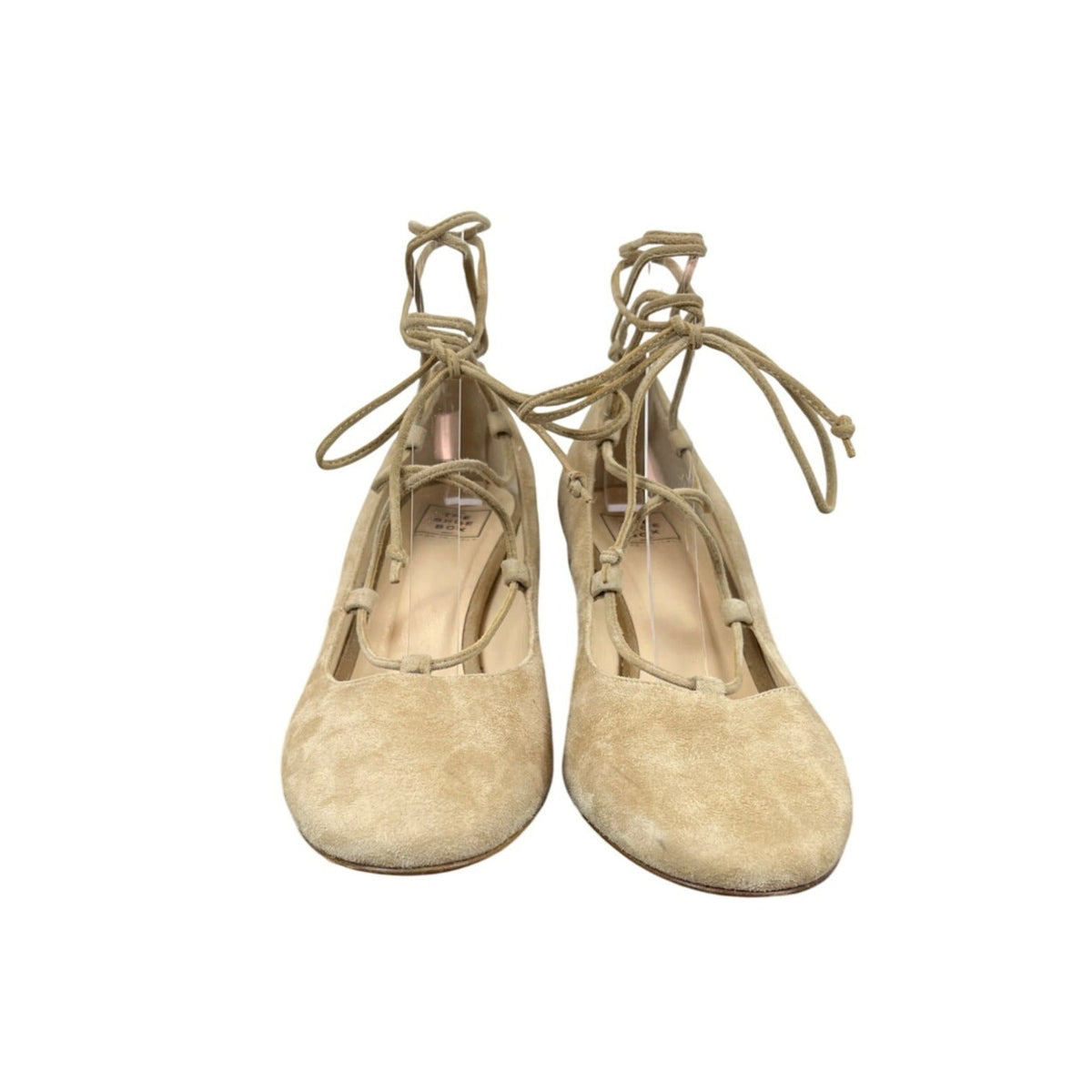 The Shoe Box Womens Suede Lace-Up Block Heel Pumps Size 37 Beige
