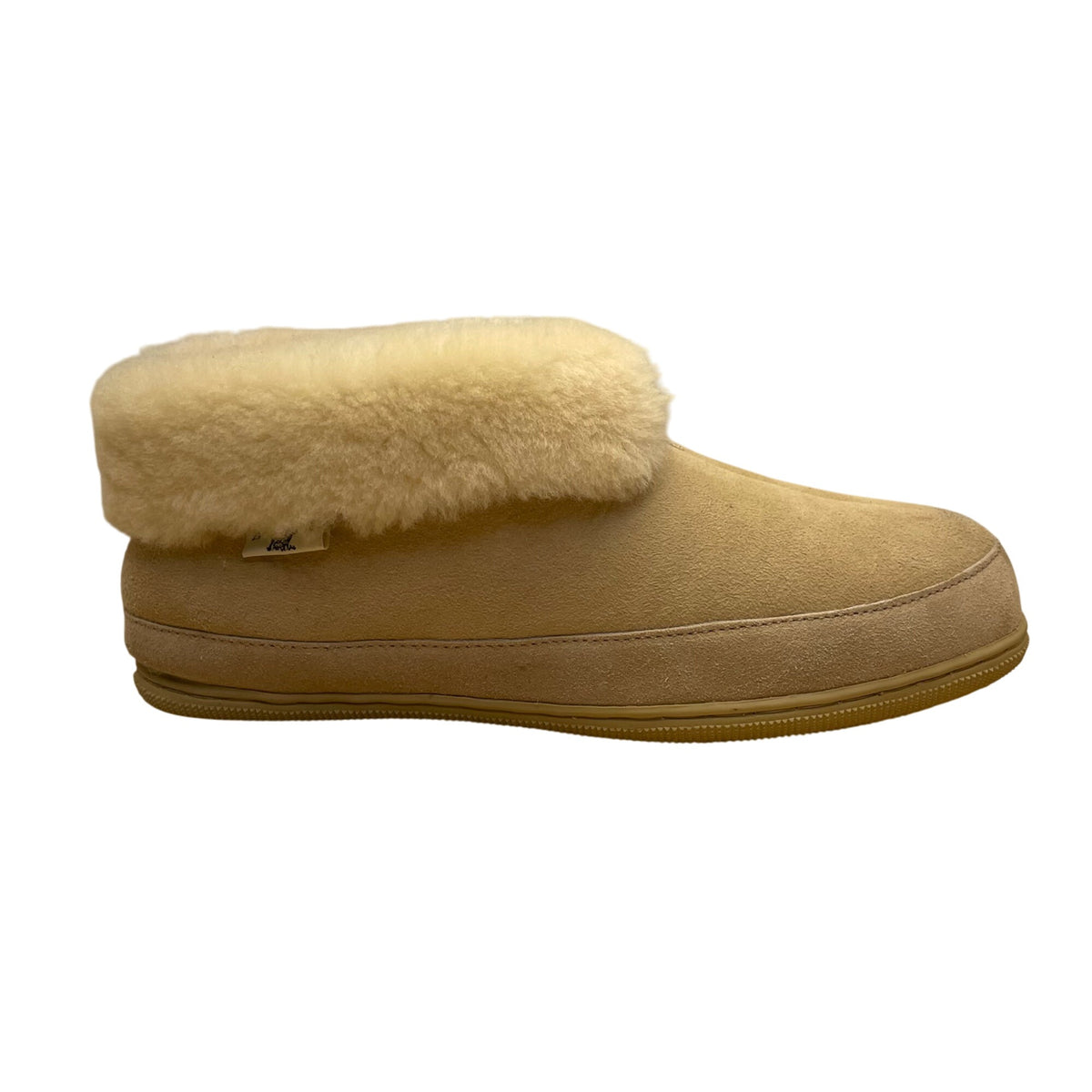 Shearling Supreme Unisex Beige Suede Cozy Sheepskin Rolltop Slippers Sz W11/M10