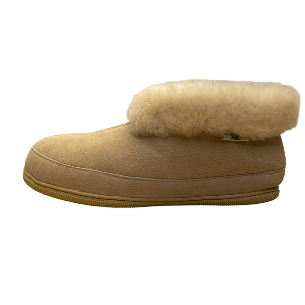 Shearling Supreme Unisex Beige Suede Cozy Sheepskin Rolltop Slippers Sz W11/M10
