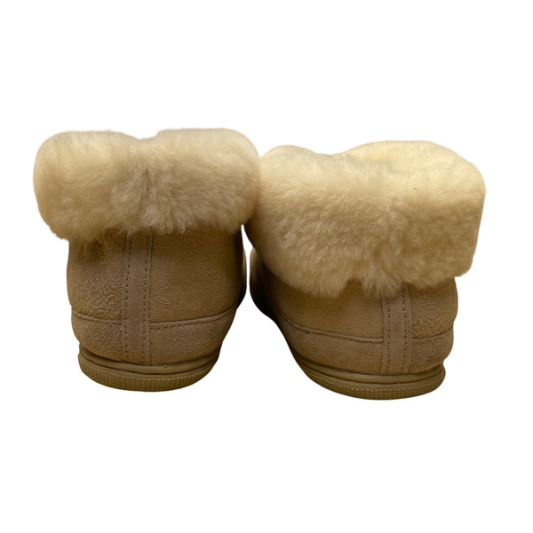 Shearling Supreme Unisex Beige Suede Cozy Sheepskin Rolltop Slippers Sz W11/M10