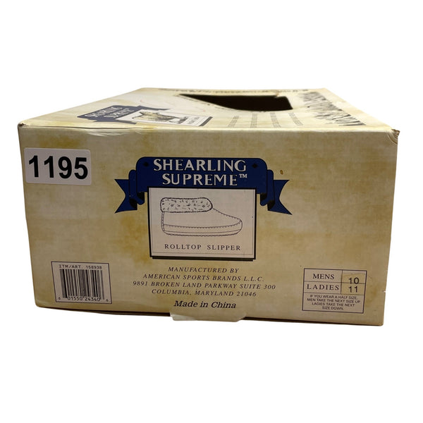 Shearling Supreme Unisex Beige Suede Cozy Sheepskin Rolltop Slippers Sz W11/M10