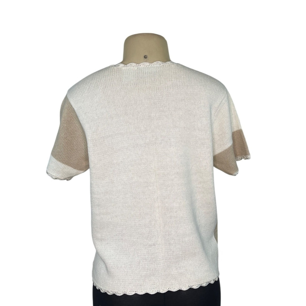 220 Hickory Vintage Style Beige & White Patchwork Button-Up Cardigan Sz SML