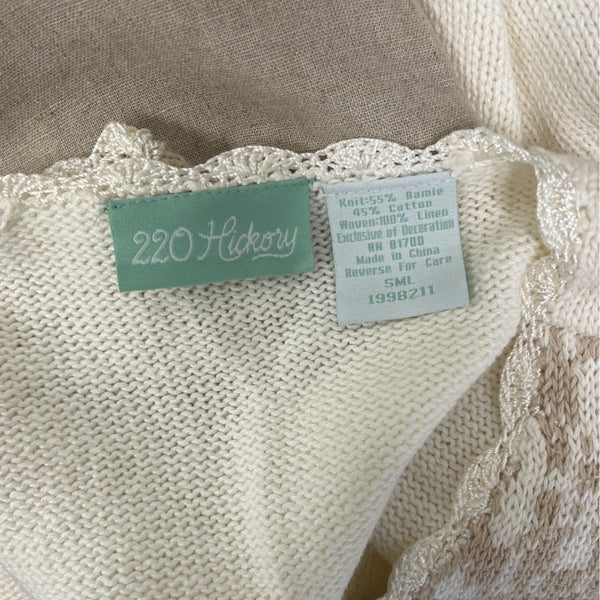 220 Hickory Vintage Style Beige & White Patchwork Button-Up Cardigan Sz SML
