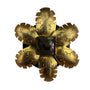 Gold Tone Flower Shaped Vintage Brooch Pin With Abalone Square Centerpiece