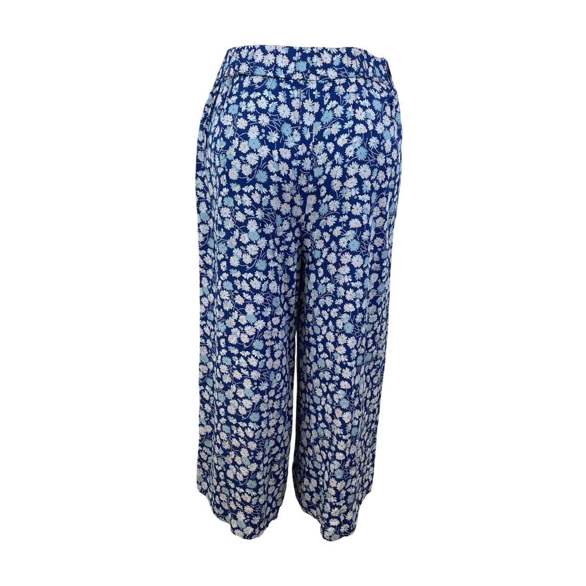 Modelwee Womens Blue Floral Print Pants  Relaxed Fit Soft Size L