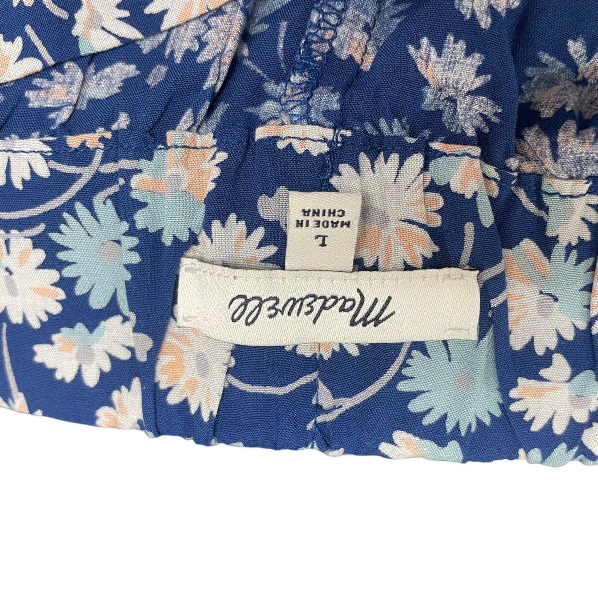 Modelwee Womens Blue Floral Print Pants  Relaxed Fit Soft Size L