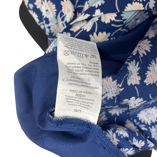 Modelwee Womens Blue Floral Print Pants  Relaxed Fit Soft Size L