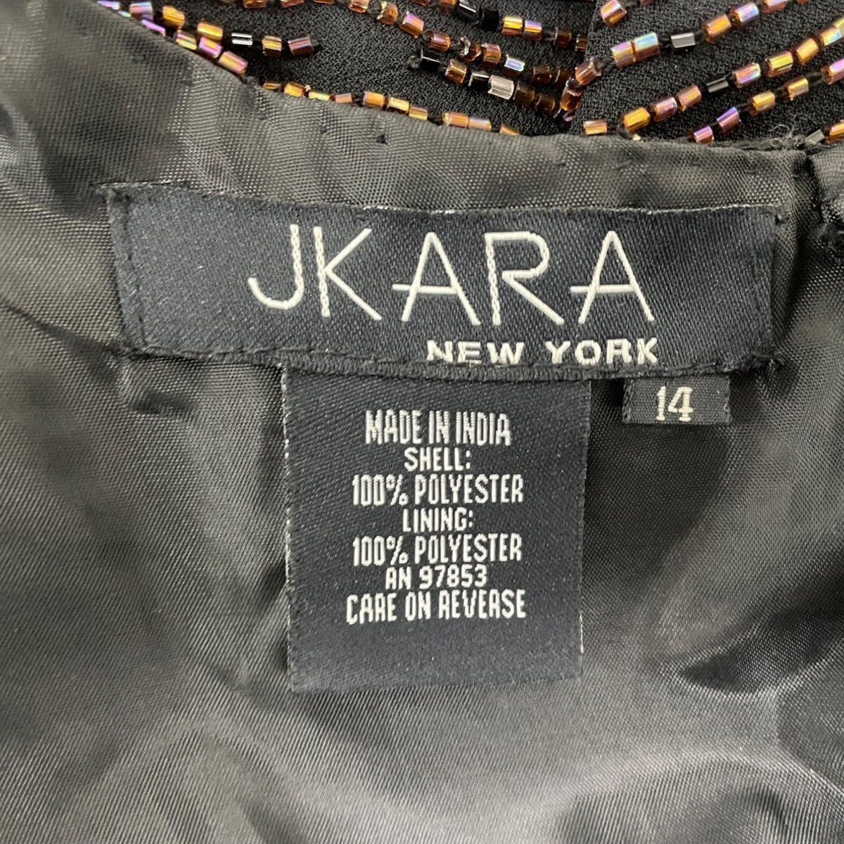 Jkara Black & Gold Sleeveless Top With Sheer Long Sleeve Jacket Set Size 14