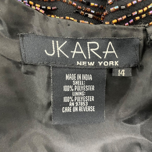 Jkara Black & Gold Sleeveless Top With Sheer Long Sleeve Jacket Set Size 14