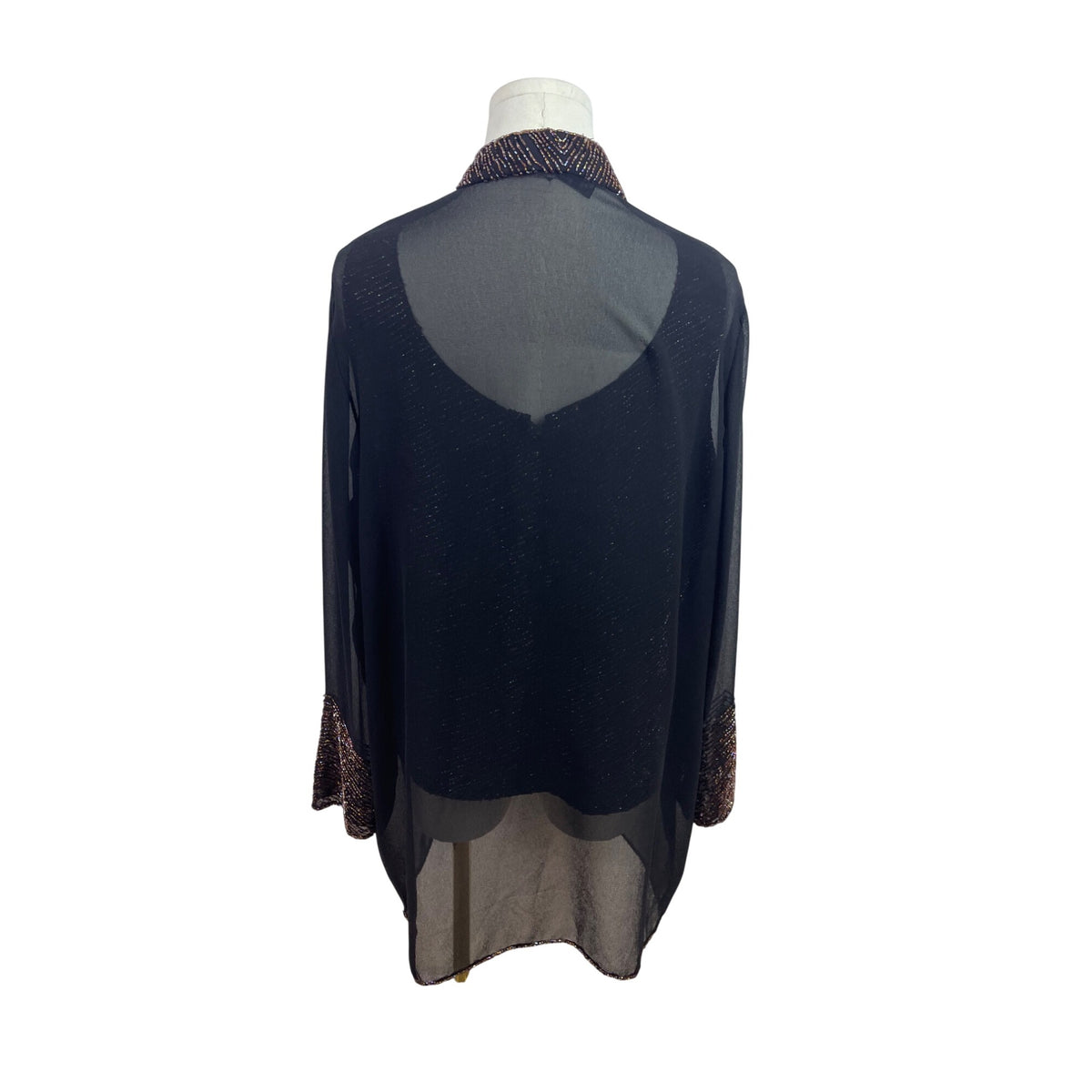 Jkara Black & Gold Sleeveless Top With Sheer Long Sleeve Jacket Set Size 14