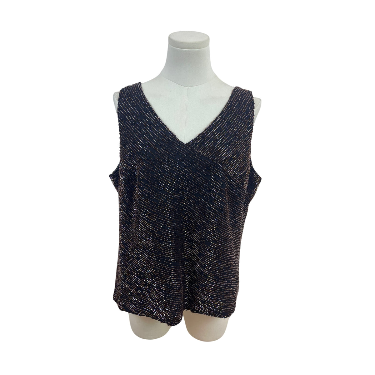 Jkara Black & Gold Sleeveless Top With Sheer Long Sleeve Jacket Set Size 14