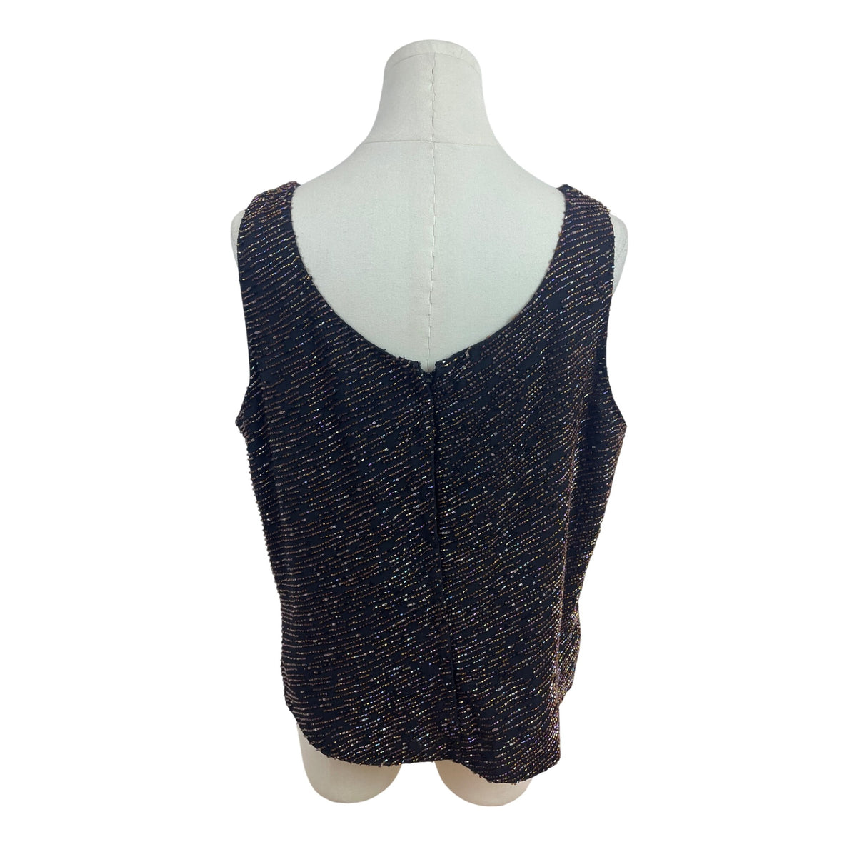 Jkara Black & Gold Sleeveless Top With Sheer Long Sleeve Jacket Set Size 14