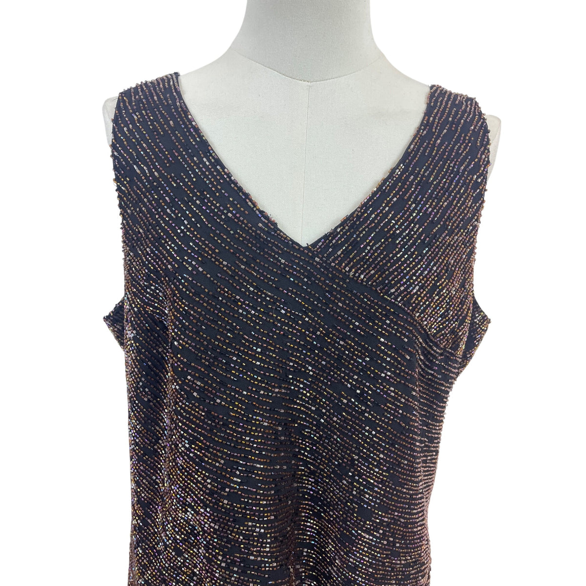 Jkara Black & Gold Sleeveless Top With Sheer Long Sleeve Jacket Set Size 14