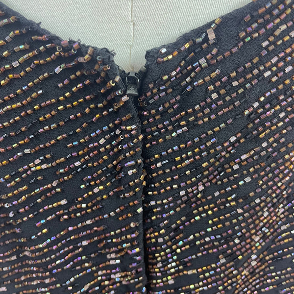 Jkara Black & Gold Sleeveless Top With Sheer Long Sleeve Jacket Set Size 14
