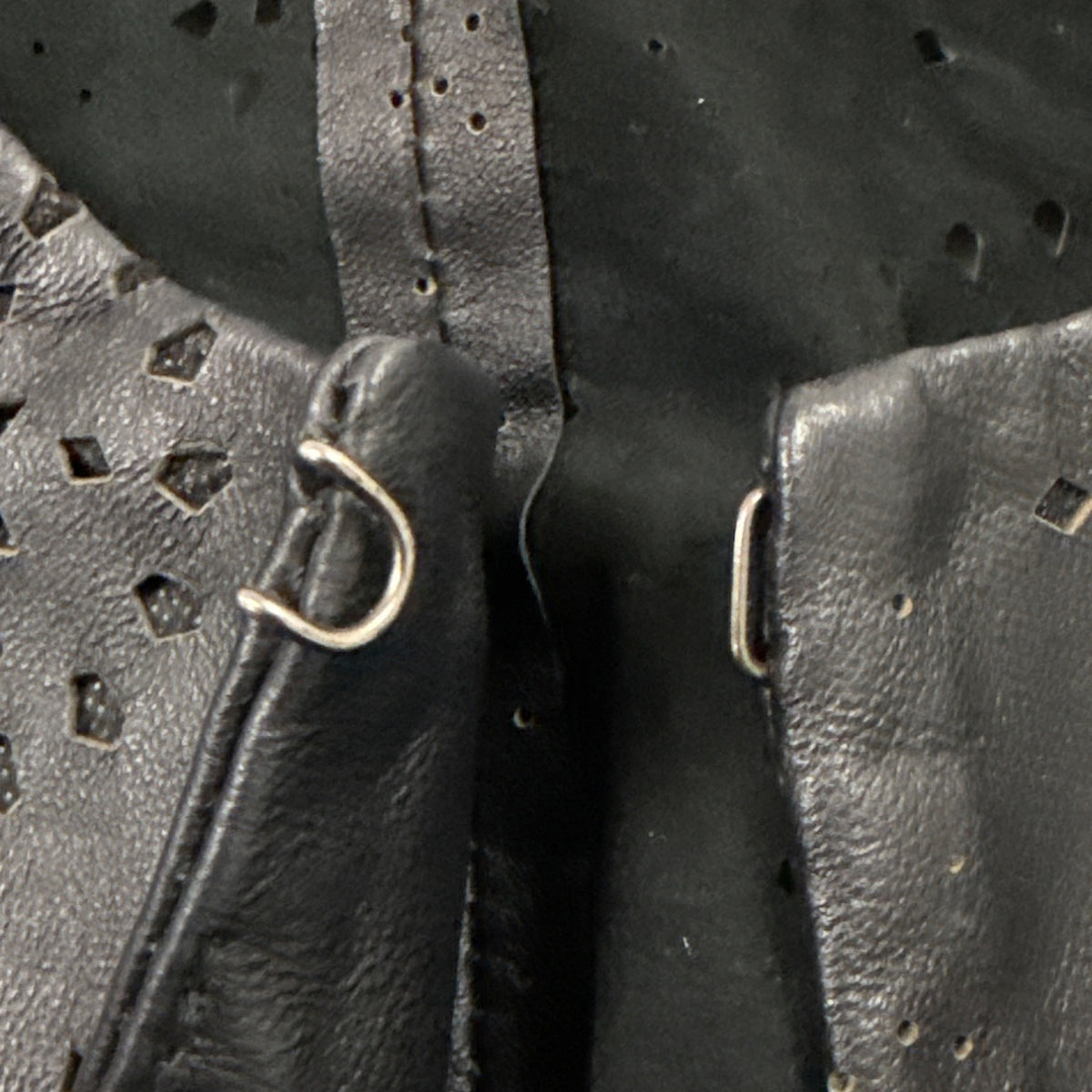 Neiman Marcus Women Black Perforated Leather Jacket Laser Cut Open Front Size XL