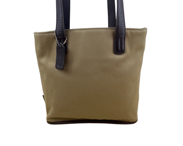 Coach Women’s Beige Canvas & Wine Leather Piping Greenwich Tote Bag Size M