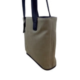 Coach Women’s Beige Canvas & Wine Leather Piping Greenwich Tote Bag Size M