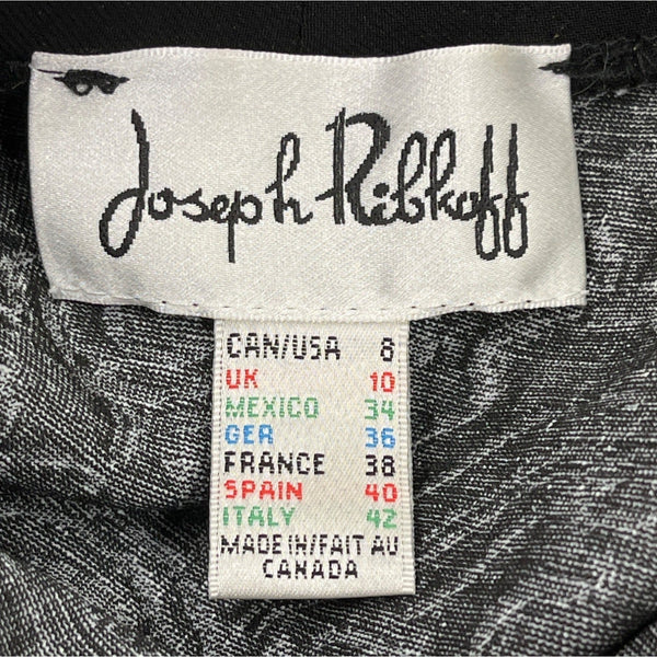 Joseph Ribkoff Sleeveless Black & White Patterned Dress W/ Cowl Neck Women Sz 8