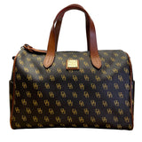 Dooney & Bourke Brown & Tan Monogram With Leather Crossbody Strap Satchel Bag