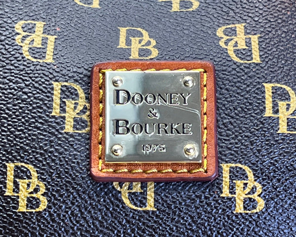 Dooney & Bourke Brown & Tan Monogram With Leather Crossbody Strap Satchel Bag