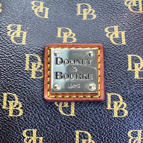 Dooney & Bourke Brown & Tan Monogram With Leather Crossbody Strap Satchel Bag