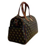 Dooney & Bourke Brown & Tan Monogram With Leather Crossbody Strap Satchel Bag