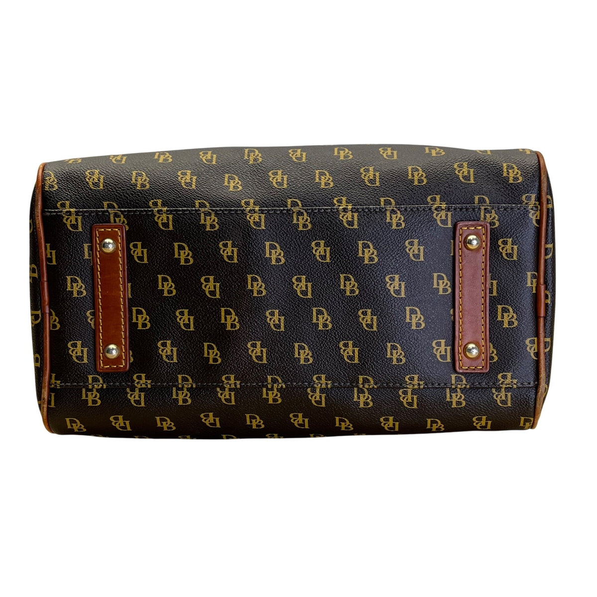 Dooney & Bourke Brown & Tan Monogram With Leather Crossbody Strap Satchel Bag