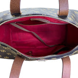 Dooney & Bourke Brown & Tan Monogram With Leather Crossbody Strap Satchel Bag