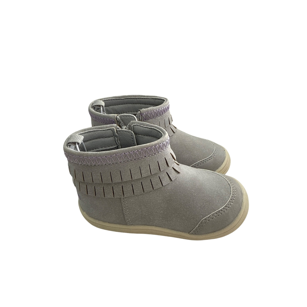 Stride Rite Girls Silver Synthetic Fringe Boots Size 6M Comfortable Slip-On Shoes