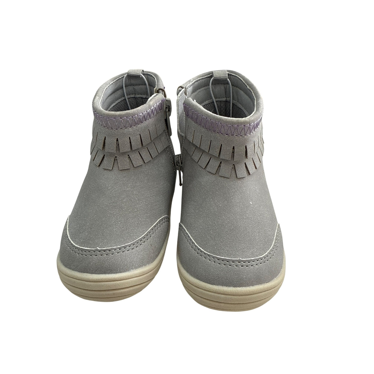 Stride Rite Girls Silver Synthetic Fringe Boots Size 6M Comfortable Slip-On Shoes